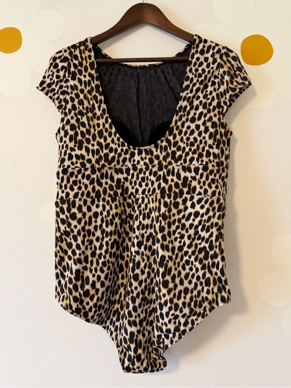 LIKE NEW Torrid Leopard Cap Sleeve Active Wireless Scoop Back One Piece Swimsuit - Picture 7 of 14
